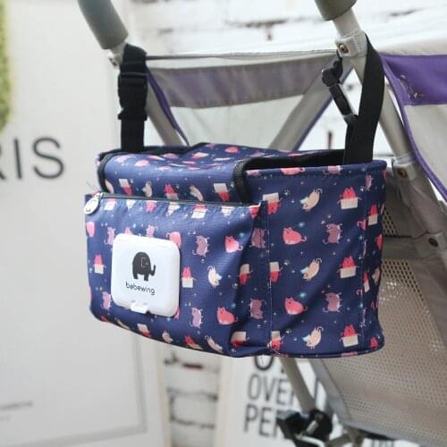 Hot Waterproof Large Capacity Baby Stroller Accessories Diaper Nappy Bag Cartoon Color Folding Elephant Stroller Organizer Bag