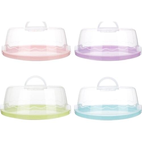 Round Cake Carrier with Handle Portable Handy Cupcake Holder Tray Pie Saver Fresh Keeping Food Cover Box for Cakes