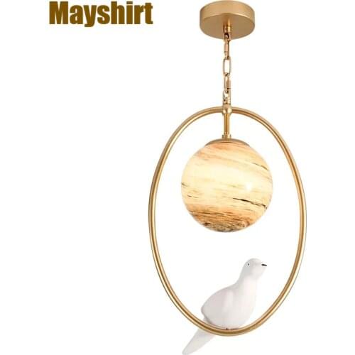 Modern Gold Bird Bedroom Chandelier Nordic Living Room Deco Porch Balcony Kitchen Hanging Lamp Bar Dining Room Light Fixture