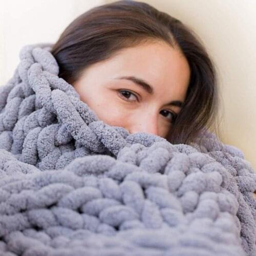 4 Size Light Thin Soft Warm Chenille Blanket Winter Sheet Bedspread Sofa Plaid Knitted Blanket Hand Washing Chenille Blanket