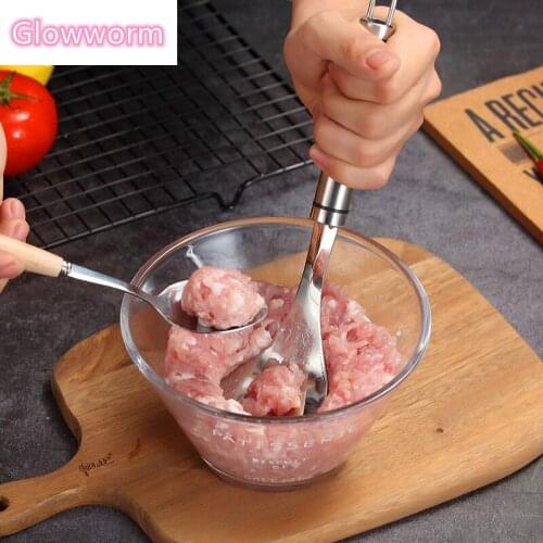 Glowworm Creative Non-Stick Meatball Maker Spoon 18/8 Stainless Steel Meatball Mold With Hole Kitchen Accessories Meat Tools