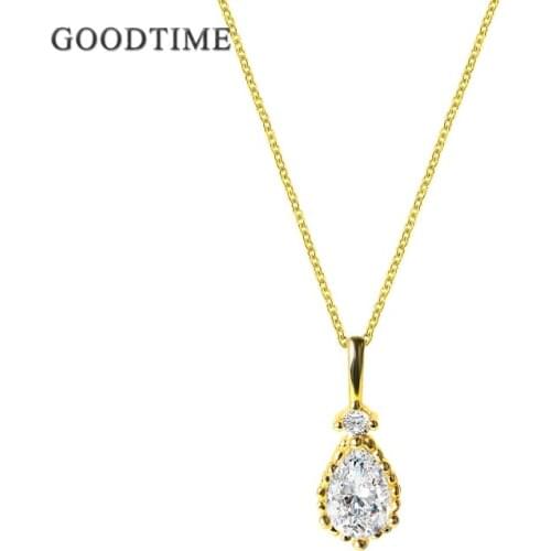 Trendy Women Necklace Pure 925 Sterling Silver Waterdrop Rhinestone Pendant Chain Zircon Jewelry Necklace Gift For Girl