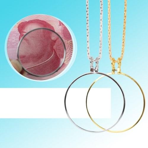 Magnifying Glass 8x Magnifier Jewelry Lens Pendant Loupe Chain Monocle Necklace L15