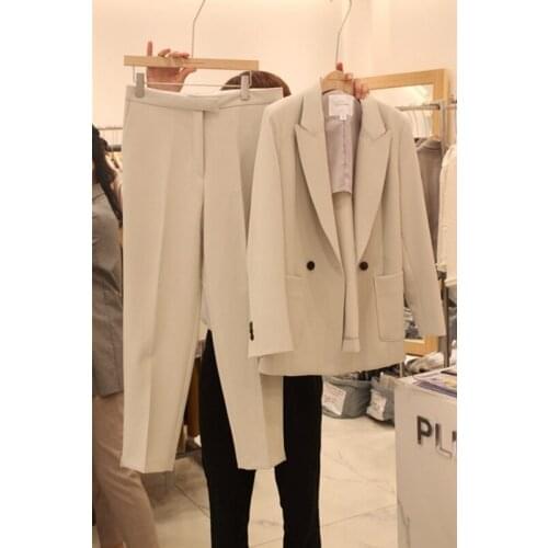 Spring and Autumn Fashion Solid Color Small Suit Set High Quality Casual Pants Professional Workwear Women Two-Piece Set