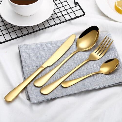High-end Cutlery Pcs Gold Stainless Steel Creative Color Western Steak Knife Fork Spoon Dinnerware Tableware Kitchenware Set