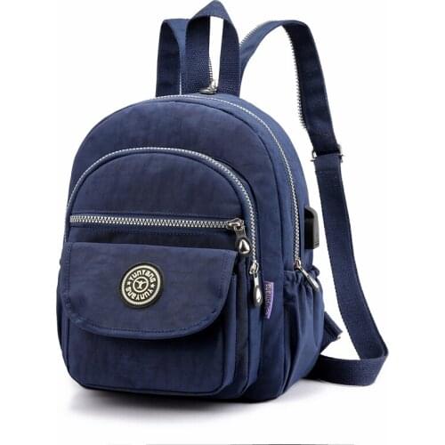 Brand 2020 New Charging USB Women Back Pack Multifunction Solid Ladies Chest Bags Casual Waterproof Nylon Small Backpacks Female