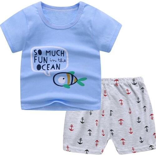 ZWY946 Summer Children Suits For Boys And Girls Short Sleeve Sets For Boys Two Clothes T-shirt + Shorts Sets Toddler Clothing