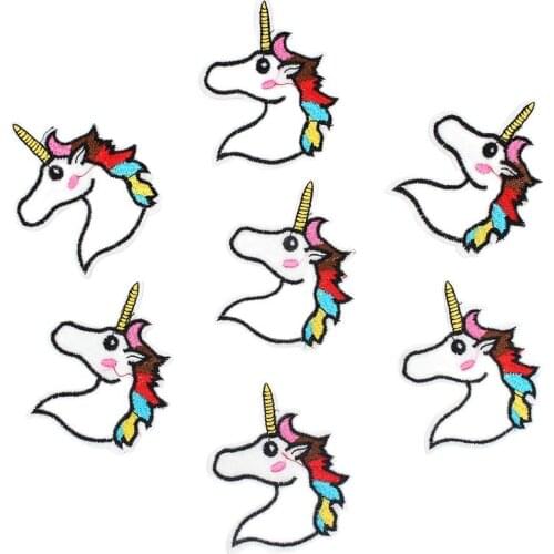 10pcs/lot Diy Unicorn Patches fashion Embroidered iron on Badge for clothing Applique DIY Stickers Garment Jeans Bags Accessory