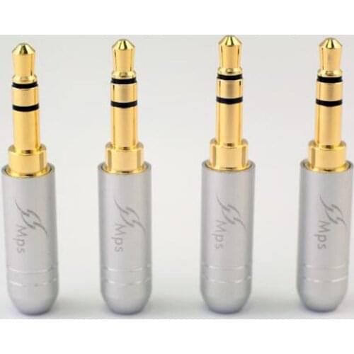 2pcs TAIWAN High quality 24K Gold Plating Pure Brass 3.5MM stereo plug