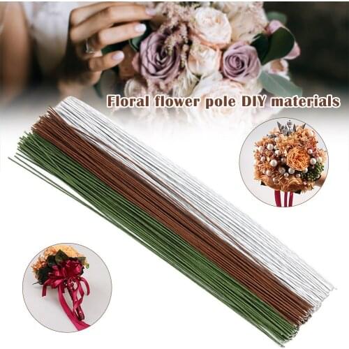 20 Gauge Brown/White/Green Floral Wire 14 Inch 50pcs/Package DIY C1