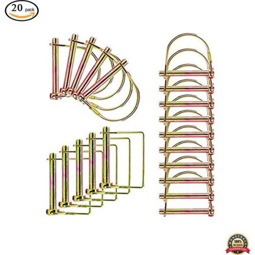 20Pcs Heavy Duty Pto Pin Assortment Kit for Farm Trailers Wagons Lawn Garden Round Wire and Square Shaft Locking Pin