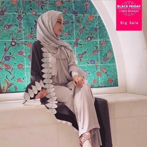 2020 Adult Casual Fashion Musulmane Turkish Dubai Muslim lace Abaya Dress cardigan Robes Arab Prayer Worship Service Wj2161