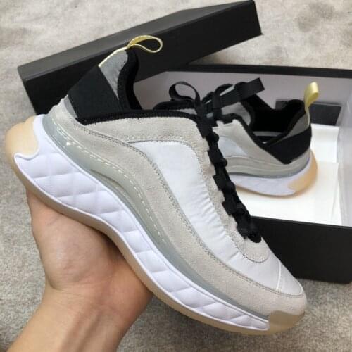 2021 Four Seasons Womens sports shoes air cushion shock absorption antiskid casual shoes leather color matching board shoes