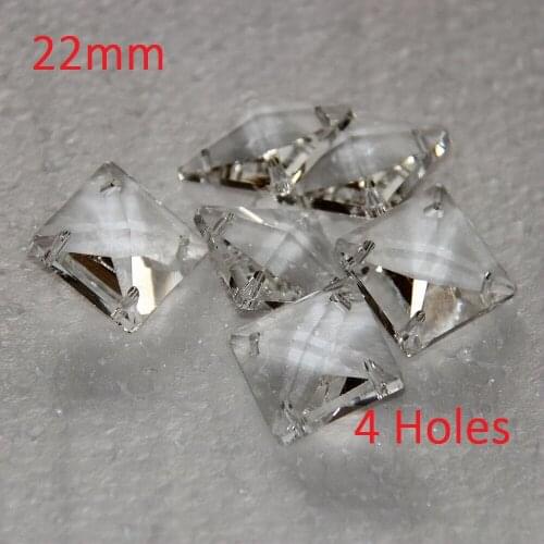 22mm Shiny Clear Color Crystal Square Beads 4 Holes DIY Gift Art Accessories Wedding Part Decoration to Create An Atmosphere