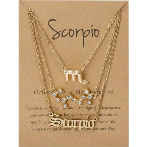 3Pcs/Set Best Friends Necklaces Fashion Cardboard Star Zodiac Sign Pendant 12 Constellation Charm Scorpio Necklace Jewelry Gifts