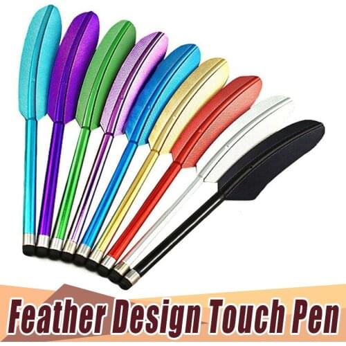 300pcs/lot New Design Feather Capacitive Stylus Screen Pen Touch Screen Pen Capacitive Stylus Pen for Smartphone Tablet for IPad