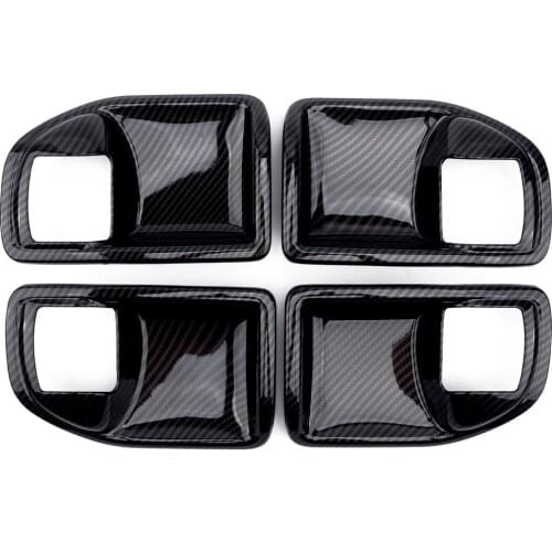 4Pcs Interior Door Handle Bowl Cover Trim Bezel Carbon Fiber Black Fit for Jeep Wrangler JK 2011 2012 2013 2014 2015 2016 2017