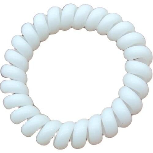 50Pcs/Lot White Plastic Hairwear Telephone Wire Hair Band Rope Accessories For Women Size 5CM