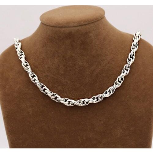 8mm Real 925 Sterling Silver rope punk rock Chain Necklace Men Women Jewelry gift A4567