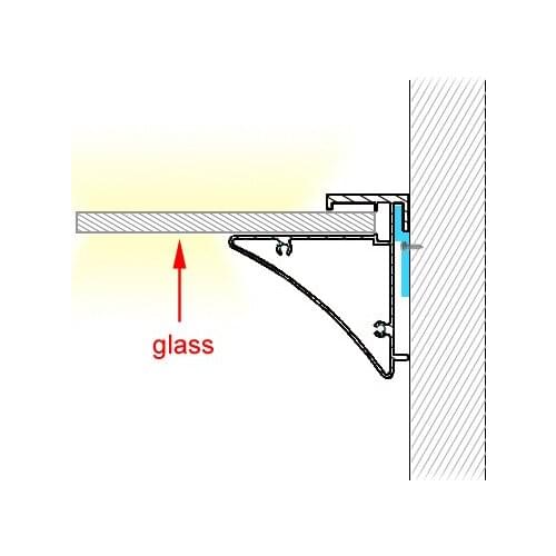 Aluminum LED profile without any cover for inserting 8mm tempered glass and for wall lighting application