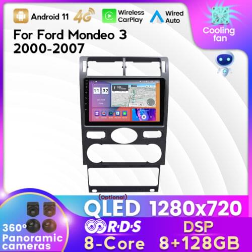 1280x720 Android 11 Car Radio Multimedia Video Player For Ford Mondeo 3 2000-2007 GPS Serero Carplay 6G 128G No 2 din Radio 9"
