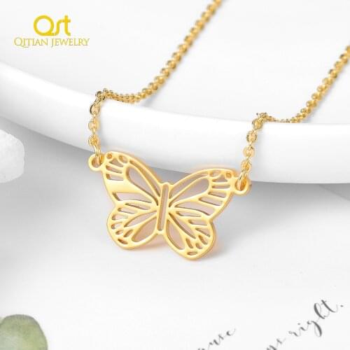 Personalized Butterfly Necklace Stainless Steal Jewelry Customizable Insects Shape Zodiac Necklace Gold Plated Nameplate Gift