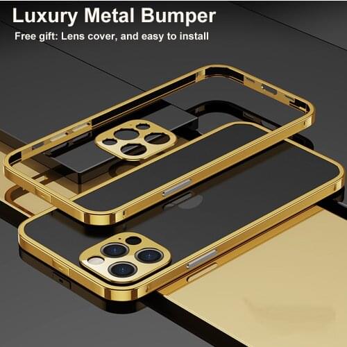 For iphone 12 pro max case original luxury aluminum metal bumper case for iphone 12 mini case metal camera lens protection cover