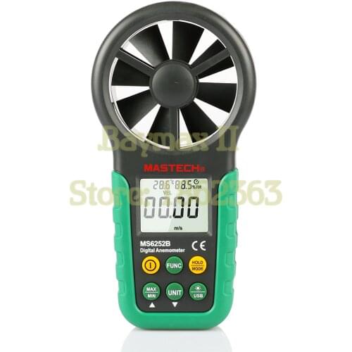 Mastech MS6252B Digital Anemometer LCD Electronic Wind Speed Air Volume Measuring Meter with Temperature and Humidity Display