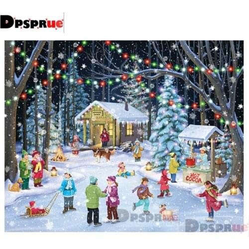 Dpsprue Full Square/Round Diamond Painting Kit Cross Stitch Snowman House Paly Diamond 3D Embroidery DIY 5D Moasic Gift DP206