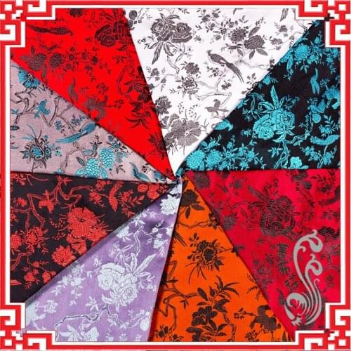 Chinese Jacquard Silk brocade red bird fabric for COSPLAY/Kimono/Mongolia clothing/cheongsam/Stage suit 1 order=1meter