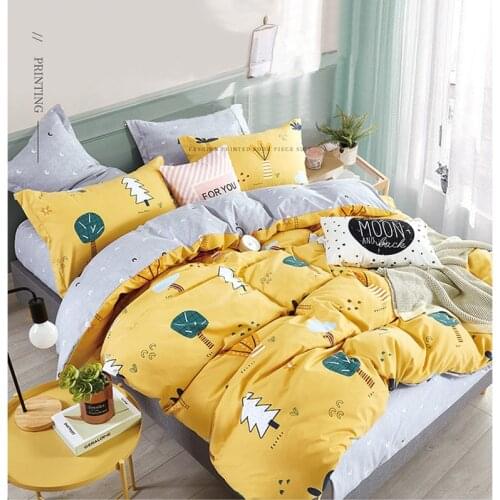 Cotton Bedding Sheet 4PCS Bed Set Soft Pillowcase Duvet Cover Set Fabric Cloth Bedding Sheet