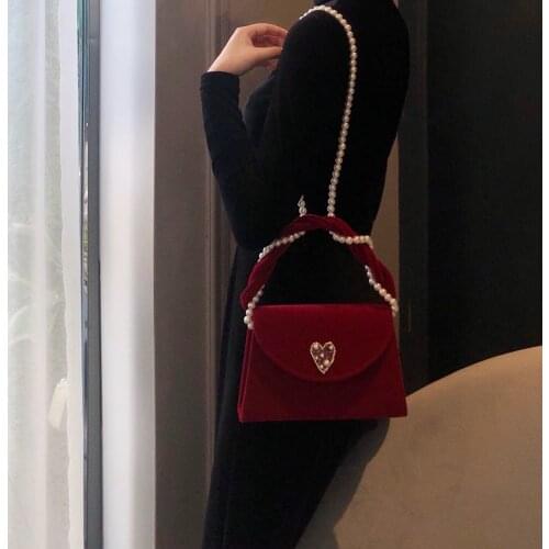 Scrub Leather pearl Crossbody Bags For Women 2020 Chian Shoulder Bag Sac A Main Female Travel Handbags And Purses Evening Bags