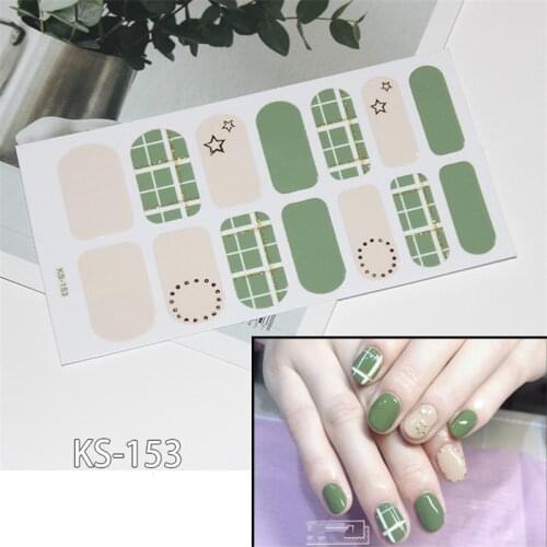 Lamemoria1 Sheet Bear Smiley Face Plaid Nail Polish Strips Double Ended Adhesive Pure Solid Color DIY Nail Sticker Wrap