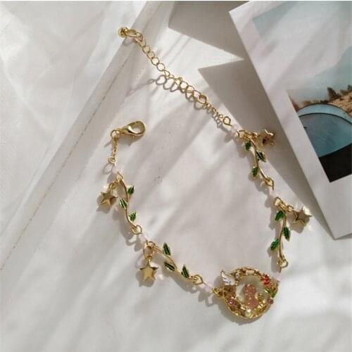 Girl Fashion Joker Is Green Leaves Cats Bracelets Contracted Sweet Ancient Ways Is Acted The Role Women Jewelry Gift Accessories