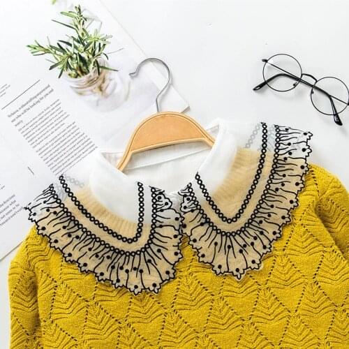 Fashion Adult Lace White Fake Collar Detachable Doll Collar for Women Winter Autumn Shirt Blouse Top Ladies False Blouse Collar