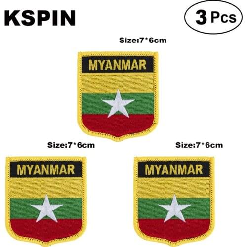 Myanmar Shiled Shape flag patches national flag patches for Cothing DIY Decoration