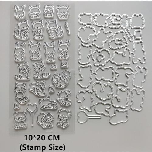 2021 New Little Bear Heart Clear Stamps and Metal Cutting Dies DIY Scrapbooking Embossing Album Seal Template Punch Stencils