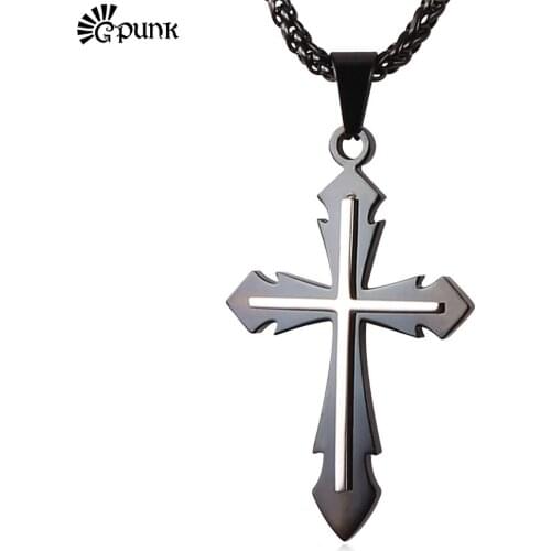 Cross Necklace Black Men Necklaces & Pendants 2016 New Arrivals Classic 316L Stainless Steel Vintage Jewelry Wholesale P1759G