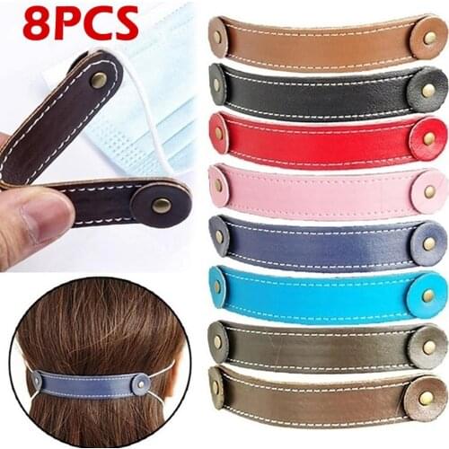 8pcs Leather Mask Hook Not Tight Ears Mask Extension Strap Adjustable Mask Ear saver mask holder sujeta mascarillas salvaorejas
