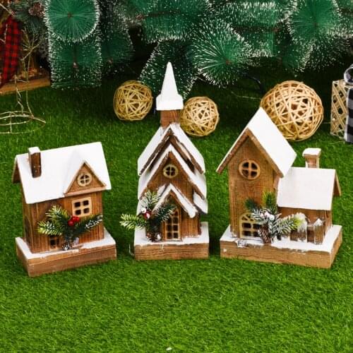Christmas Luminous Cabin Christmas Wooden House LED Light Home Decoration Night Lamp Pendant Prop Led Navidad Gift For Kid