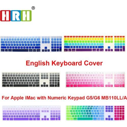 HRH Gradient Color Rainbow GEL Silicone English Keyboard Skin Cover Protector With Numeric Keypad For iMac G5/G6 MB110LL/A