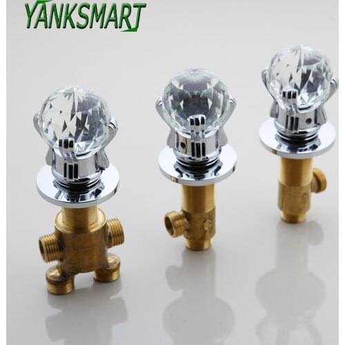 YANKSMART Good Quality Dual Handles 3 Holes Mixer Tap Faucets Brass Basin Sink Faucet Wall Mounted Bathroom Basin Sink Tap