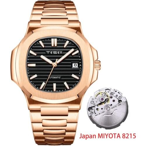 TESEN Top Brand Men Watches Men Automatic Mechanical MIYOTA 8215 Movement Waterproof Stainless Steel Wristwatch Patek Watch AAA