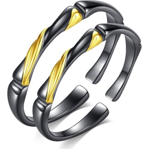 Uloveido 925 sterling silver couple ring ink bamboo gold vine couple ring simple ring horsetail ring SALRG134