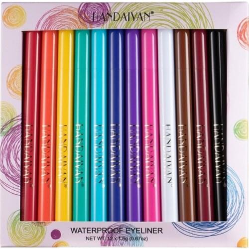 27RC 12 Colors Matte Colorful Liquid Eyeliner Set Great Versatility Waterproof High Pigmented Smudgeproof Long Lasting Makeup