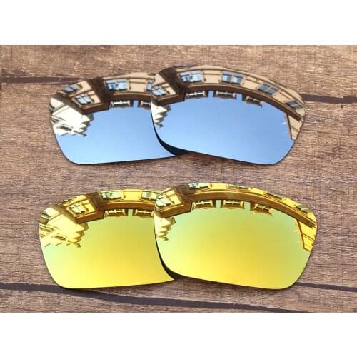 Vonxyz 2 Pairs Chrome Mirror & 24K Mirror Polycarbonate Replacement Lenses for-Oakley Fuel Cell Frame