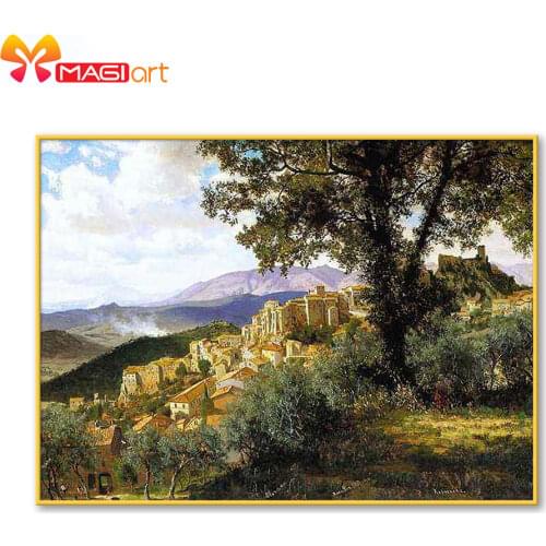 Cross stitch kits Embroidery needlework sets 11CT water soluble canvas patterns 14C landscape Tree in the mountains-NCMS125