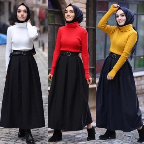Wepbel Muslim Womens Knitted Sweater Turtleneck Base Sweater Muslim Turkish Girls' Clothing Long-Sleeved Jumper