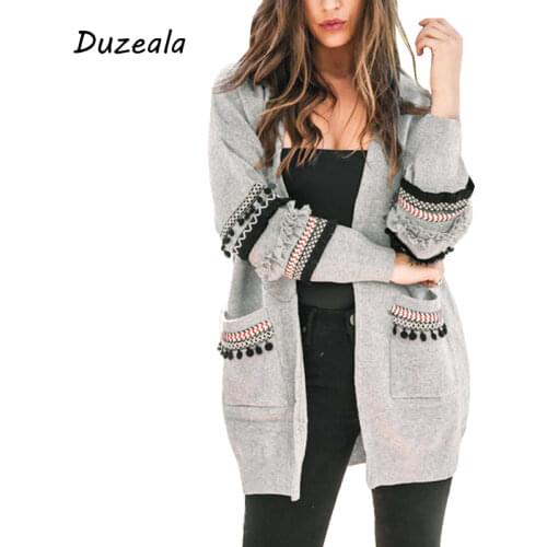 Long Sleeve Cardigan Ladies Winter Knitted Boho Female Sweater Cardigan Floral Outerwear Tassel Spanish Elegant Casual Long Coat