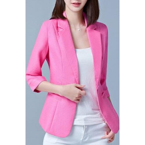 Single Button Office Lady Plus Size 5XL OL Traditional Classical Long Sleeve Female Women Blazer Autunm Jacket White Pink Black